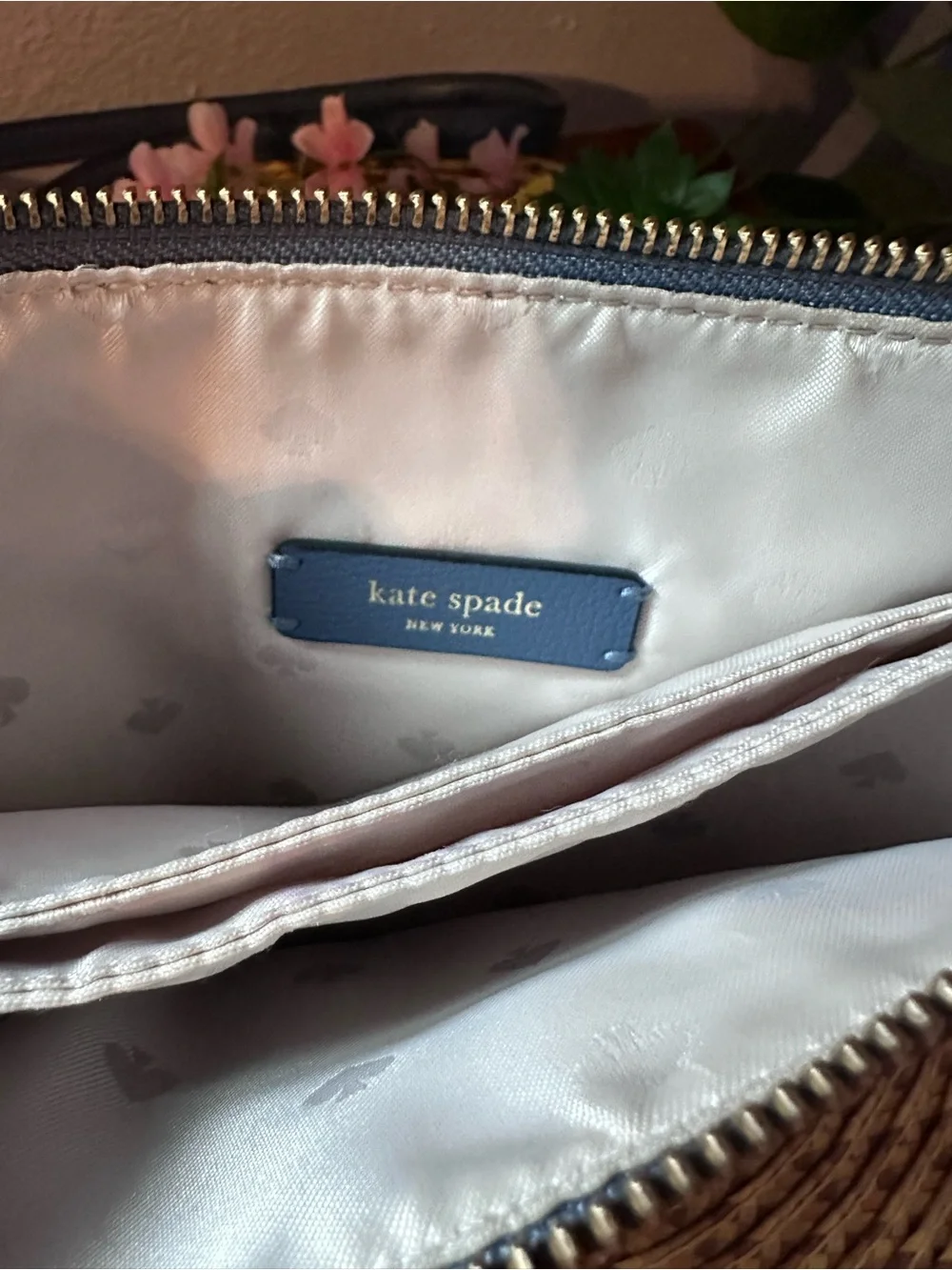 Kate Spade navy blue leather crossbody bag with adjustable strap